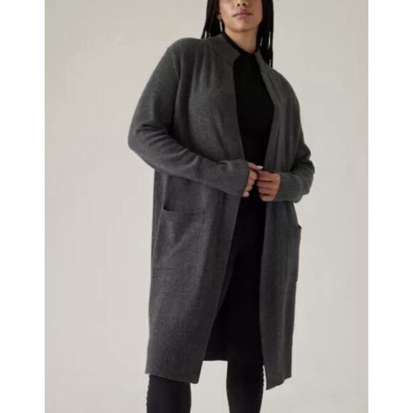 Athleta Spirit Refined Wool Cashmere Wrap Charcoal‎ Gray Heather Large NWT $259 - Picture 4 of 12